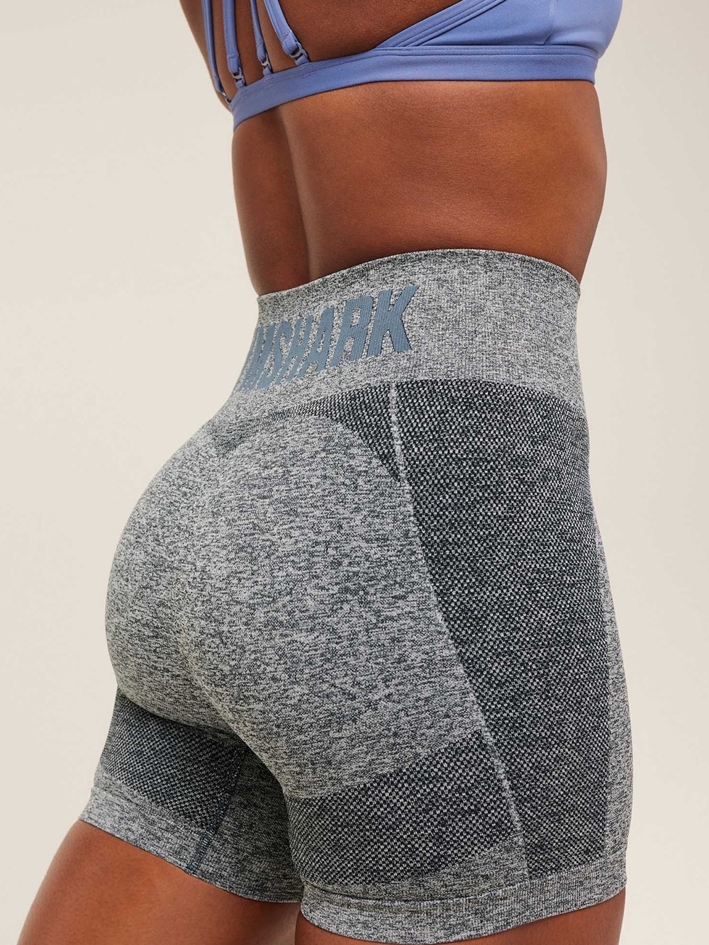 Gymshark Grey Seamless Workout Shorts with Teal Logo